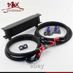 10 Row 10AN Engine Oil Cooler Kit For BMW Mini Cooper S R53 Supercharger Black