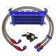 7 Row An10 Oil Cooler Kit For Bmw Mini Cooper S Supercharger R56 1.6l 06-12 Blue