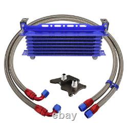 7 Row AN10 Oil Cooler Kit For BMW Mini Cooper S Supercharger R56 1.6L 06-12 Blue