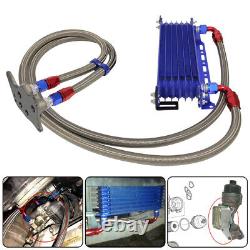 7 Row AN10 Oil Cooler Kit For BMW Mini Cooper S Supercharger R56 1.6L 06-12 Blue