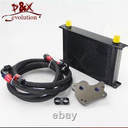 AN10 25 Row Engine Oil Cooler Kit For BMW Mini Cooper S R53 Supercharger Black