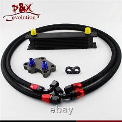 Black 9 Row AN10 Engine Oil Cooler Kit For BMW Mini Cooper S R53 Supercharger