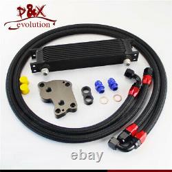Black 9 Row AN10 Engine Oil Cooler Kit For BMW Mini Cooper S R53 Supercharger