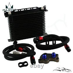 For BMW Mini Cooper S R53 02-06 15Row Oil Cooler+Filter Adapter Kit Black