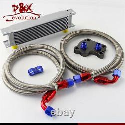 Silver 10 Row 10AN Engine Oil Cooler Kit For BMW Mini Cooper S R53 Supercharger